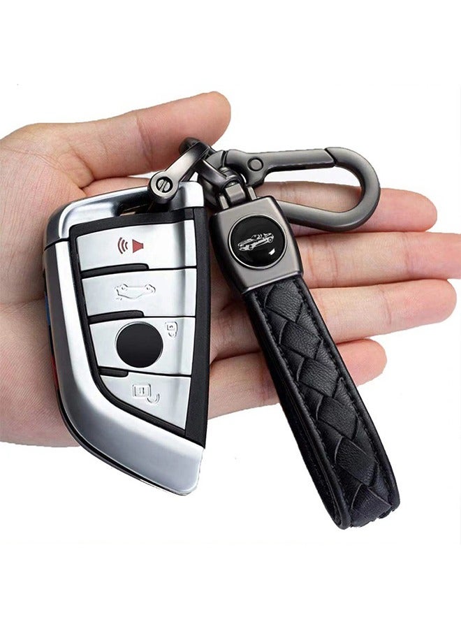 Genuine Leather Car Logo Keychain, Business Key Chain Suit Alloy Metal Chain Keyring Styling Decoration Accessories Keyring with Logo Gift for Women and Men (Send a Screwdriver) - Image 2